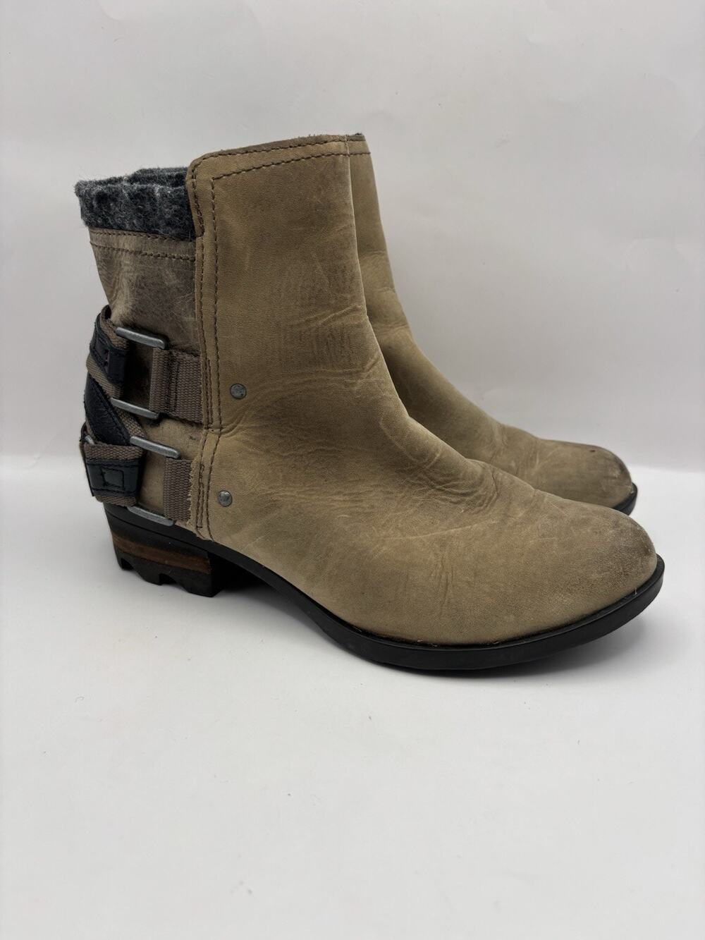 Sorel Lolla Brown Leather Booties Women Size 6